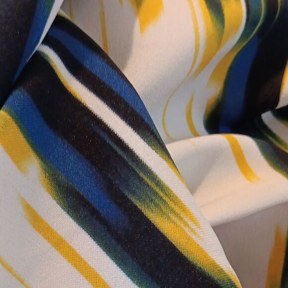 Luxe By Carmen Marc Valvo Stylish Black,Yellow And Blue Colorblock Dress - Picture 9 of 9